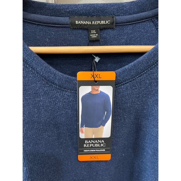 *NWT*Men's Banana Republic Crew Neck Classic Preppy ribbed Blue sweatshirt XXL - Picture 3 of 4
